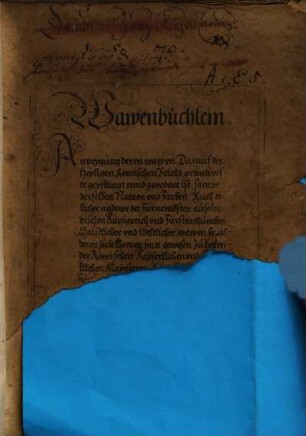 Wappenbüchlein : Antzeygung derer wappen Darauf des Heyligen Römischen Reichs grundtveste gepflantzt vnnd geordnet ist, ...