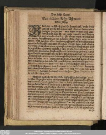 Das sechste Capitel. Von etlichen bösen Aspecten dieses Jahrs.