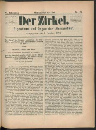 Nr. 19. Ausgegeben am 1. October 1876.