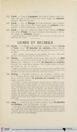 Livres et recueils (Nr. 134-289)