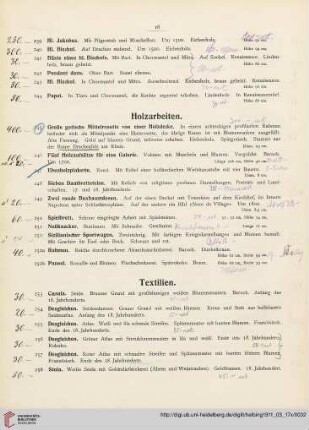 Holzarbeiten (Nr. 245-252b)