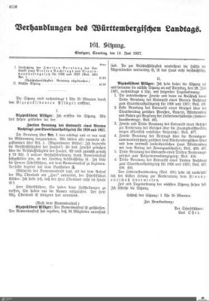 161. Sitzung, Stuttgart, 18.6.1927