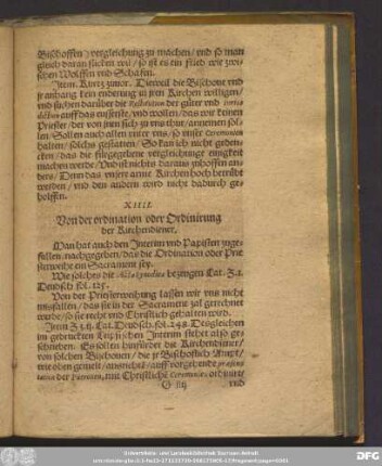 XIIII. Von der ordination oder Ordinirung der Kirchendiener.