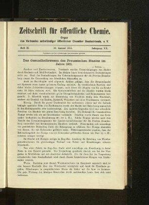 Heft II. 30. Januar 1914. Jahrgang XX.
