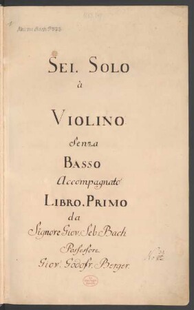 3 Sonaten und 3 Partiten; vl; BWV 1001-1006