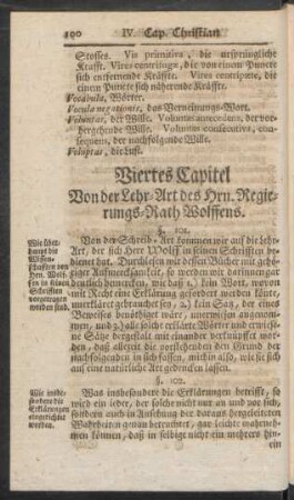 Viertes Capitel. Von der Lehr-Art des Hrn. Regierungs-Rath Wolffens