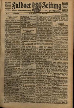 Erste Ausgabe vom Mittwoch, den 27. April 1910.