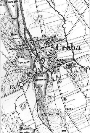 Kreba-Neudorf-Kreba. Meßtischblatt, 1:25.000, Sekt. Mücka, 1887 (Sign.: VII 167.2)
