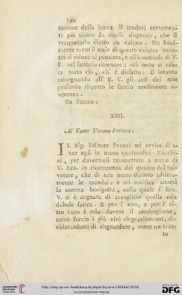 XXII. Al Conte Varano Ferrara