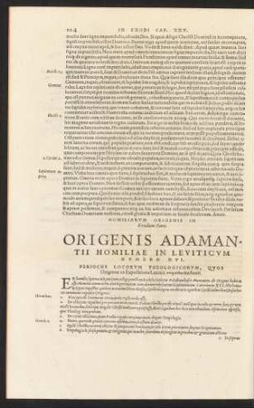 Origenis Adamantii Homiliae In Leviticum Numero XVI.