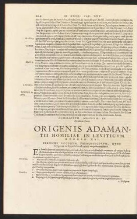 Origenis Adamantii Homiliae In Leviticum Numero XVI.
