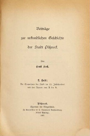 Beiträge zur urkundlichen Geschichte der Stadt Pößneck, 2