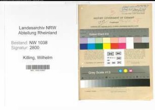 Entnazifizierung Wilhelm Killing , geb. 11.10.1900 (Bankangestellter)
