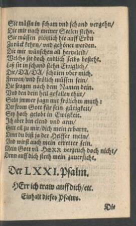 Der LXXI. Psalm. - Der LXXX. Psalm.