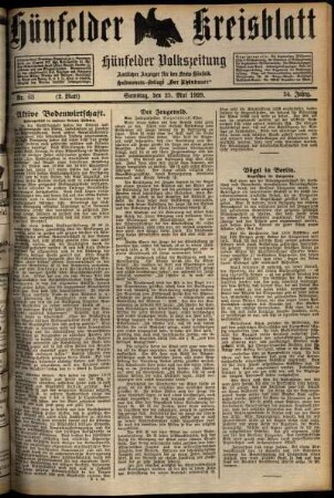 Zweite Ausgabe vom Samstag, den 25. Mai 1929.