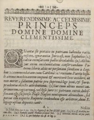 Reverendissime ac celsissime princeps domine domine celementissime.