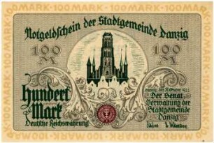 Geldschein / Notgeld, 100 Mark, 31.10.1922