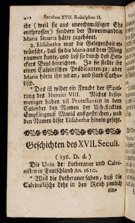 412-432, Geschichten des XVII. Seculi