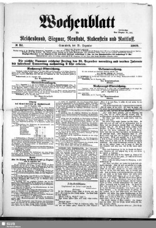 Wochenblatt für Reichenbrand, Siegmar, Neustadt, Rabenstein und Rottluff