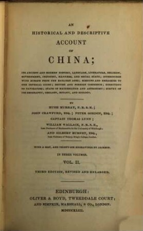 An historical and descriptive account of China : its ancient and modern history, language, literature, religion ... ; in three volumes. 2