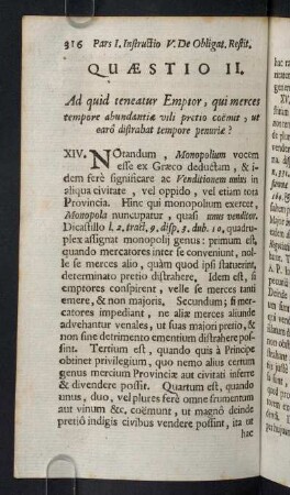 316-323, Quaestio II. Ad quid teneatur Emptor, qui merces tempore abundantiae vili pretio coemit...