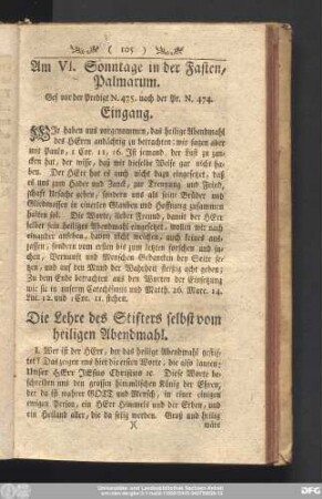 Am VI. Sonntage in der Fasten, Palmarum.
