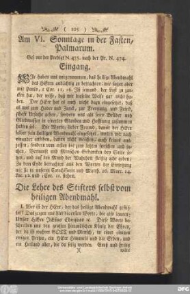 Am VI. Sonntage in der Fasten, Palmarum.