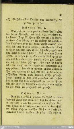 42. Verfahren der Pariser und Londoner, die Federn zu färben