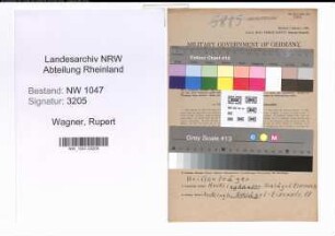 Entnazifizierung Rupert Wagner , geb. 03.10.1901 (Arbeiter)