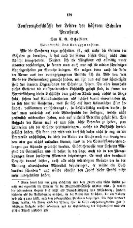 Conferenzbeschlüsse der Lehrer der höhern Schulen Preußens : vierter Artikel ; das Untergymnasium
