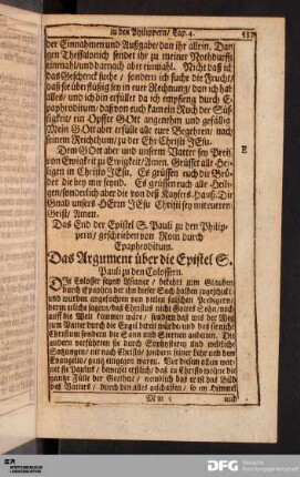 Die Epistel S. Pauli zu den Colossern.