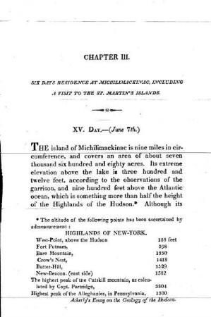 Six Day´s residence at Michilimackinac,