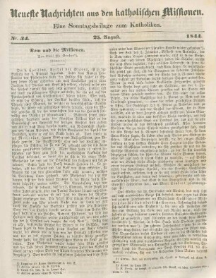 Neueste Nachrichten aus den katholischen Missionen Nr. 34