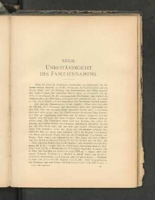 XXXIII. Unbeständigkeit des Familiennamens.