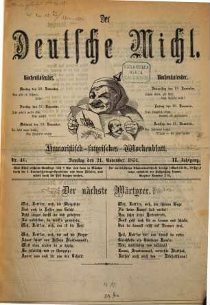 Der deutsche Michl : humoristisch-satirisches Wochenblatt, 1874,11/12 = Jg. 2