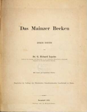 Das Mainzer Becken : geolog. beschrieben