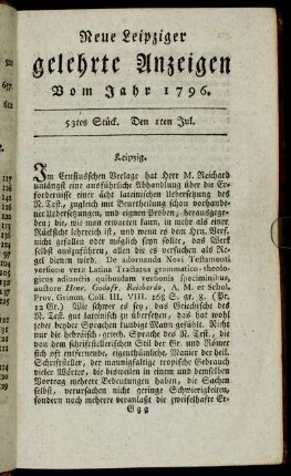 53tes Stück. Den 1ten Jul.