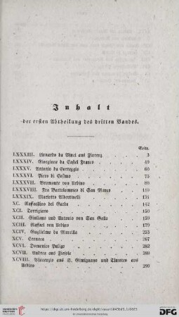 Inhalt der ersten Abtheilung des dritten Bandes