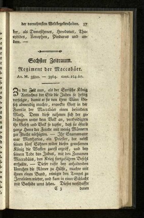 Sechster Zeitraum. Regiment der Maccabäer.