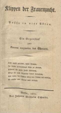 Klippen der Frauenzucht : ein Gegenstück zur Fausse coquette des Gherardi