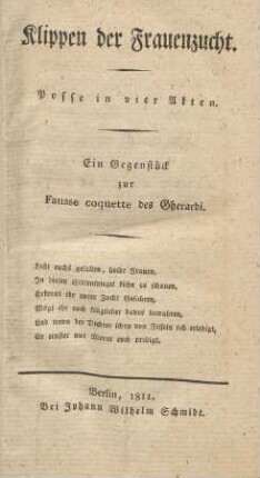 Klippen der Frauenzucht : ein Gegenstück zur Fausse coquette des Gherardi