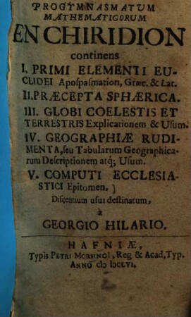 Progymnasmatum mathematicorum enchiridion