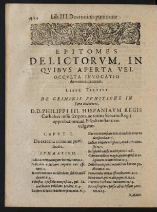 Caput I. De externa criminis punitione