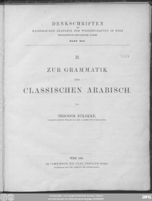Zur Grammatik des classischen Arabisch