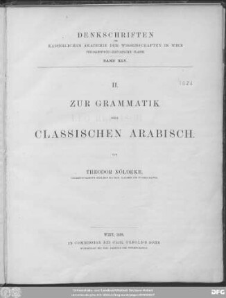 Zur Grammatik des classischen Arabisch