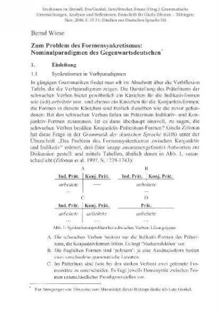 Zum Problem des Formensynkretismus: Nominalparadigmen des Gegenwartsdeutschen