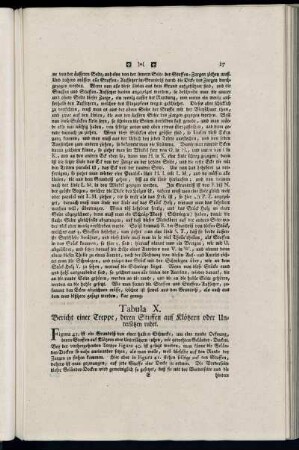 Tabula X. Bericht einer Treppe, deren Stuffen auf Klötzern oder Untersätzen ruhet.