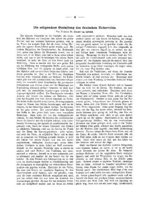 Die zeitgemässe Gestaltung des deutschen Unterrichts