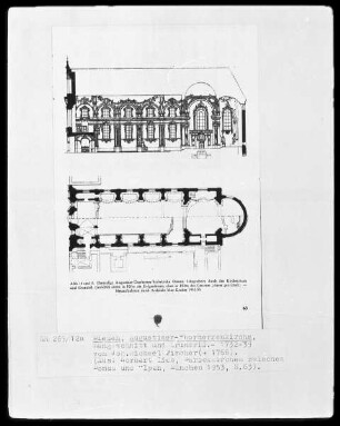 Grundriss und Aufriss der ehemaligen Augustinerchorherren-Stiftskirche in Dießen am Ammersee