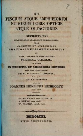 De piscium atque amphibiorum nudorum lobis opticis atque olfactoriis
